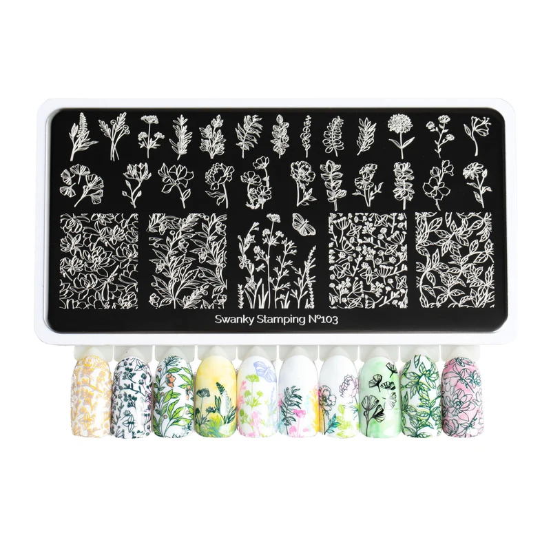 Swanky Stamping Flower pattern nail stamping plates 103