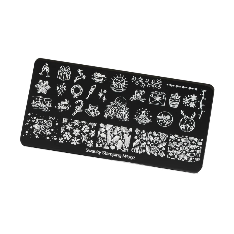 Swanky Stamping Snowflake. Holiday, Christmas tree nail stamping plates 092