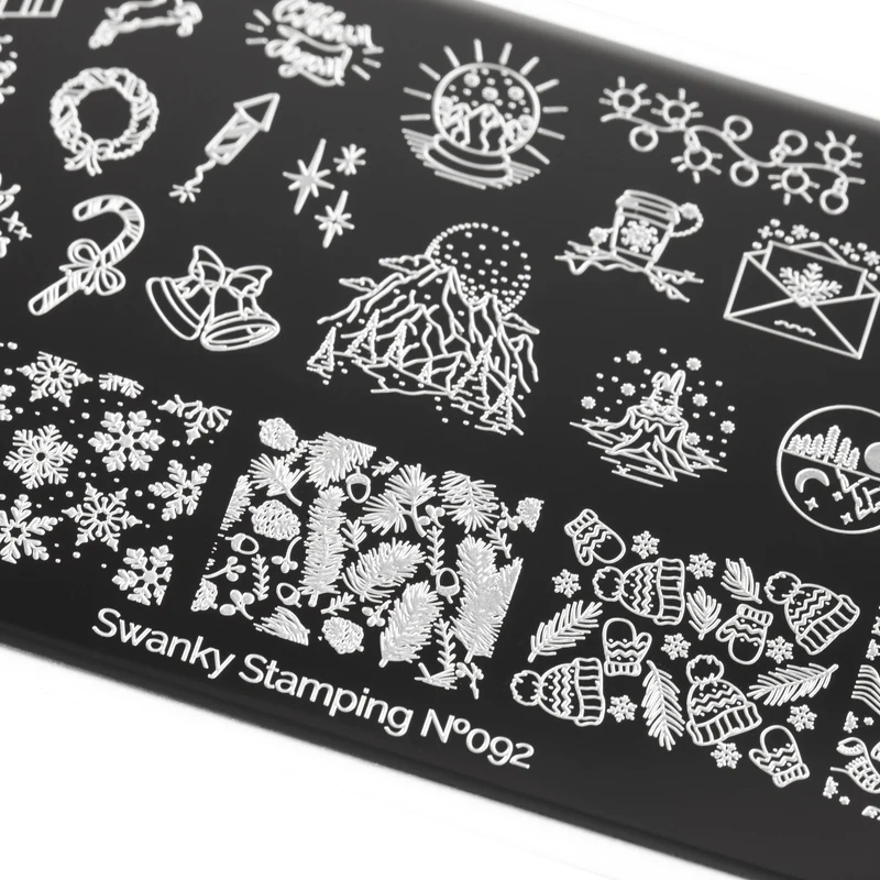 Swanky Stamping Snowflake. Holiday, Christmas tree nail stamping plates 092