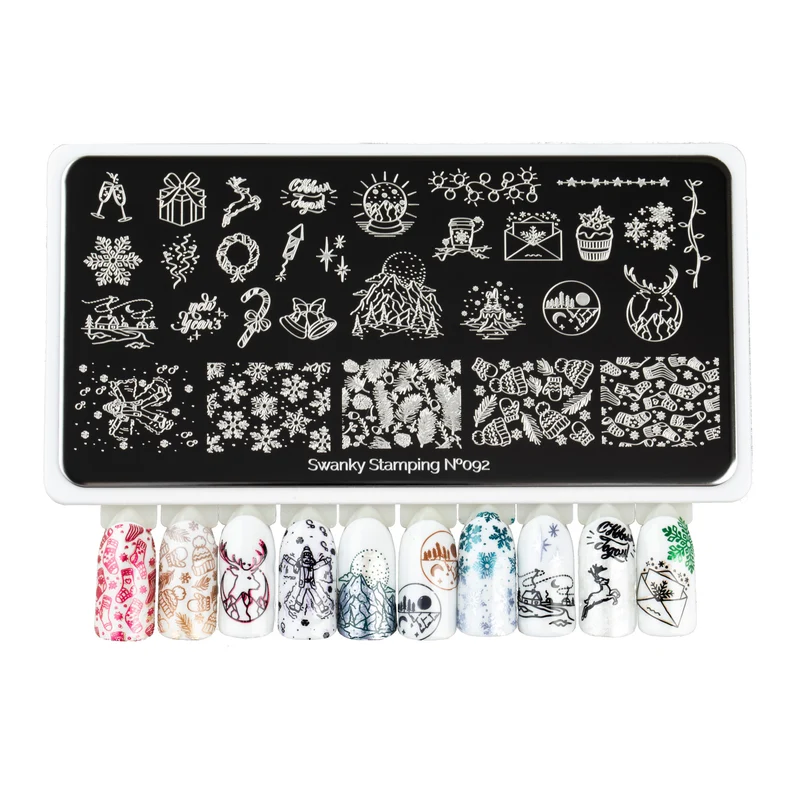 Swanky Stamping Snowflake. Holiday, Christmas tree nail stamping plates 092