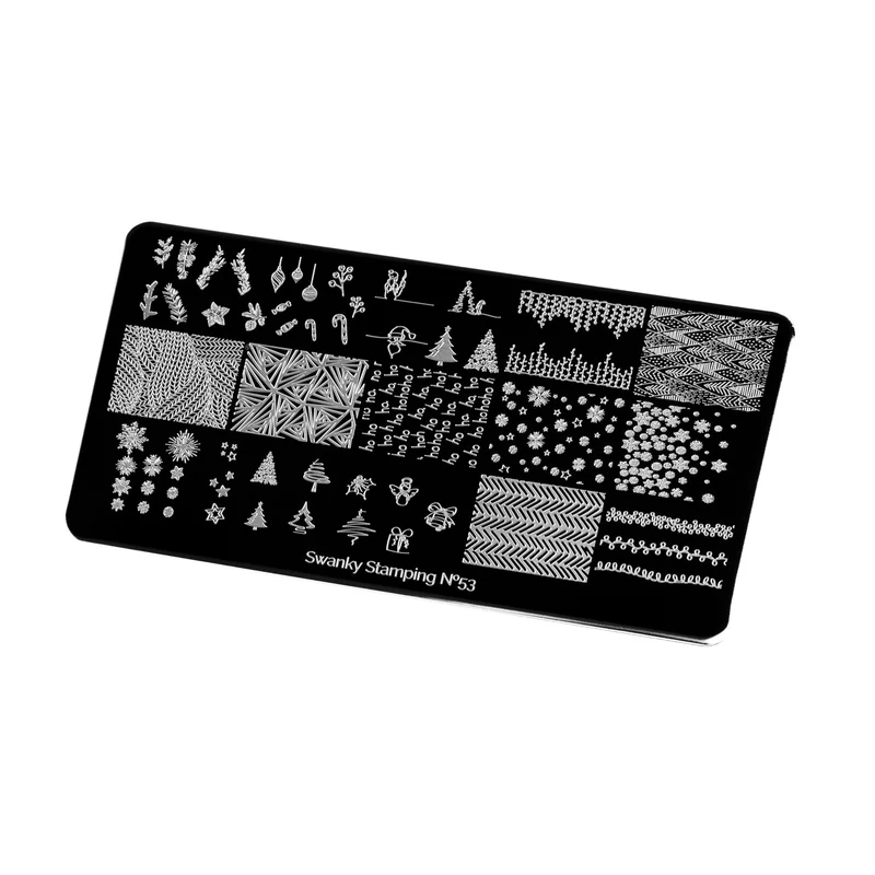 Swanky Stamping Snowflake. Holiday, Christmas tree nail stamping plates 053