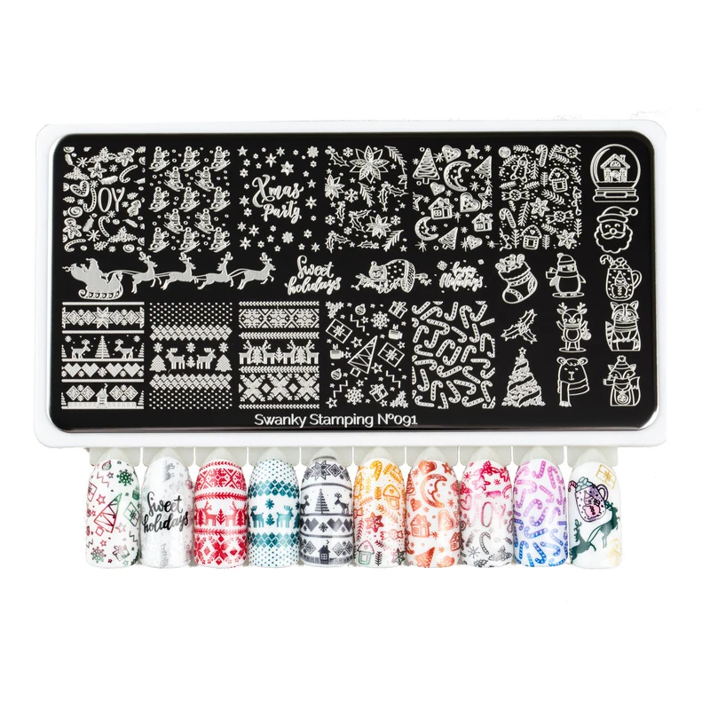 Swanky Stamping Snowflake. Holiday, Christmas nail stamping plates 091