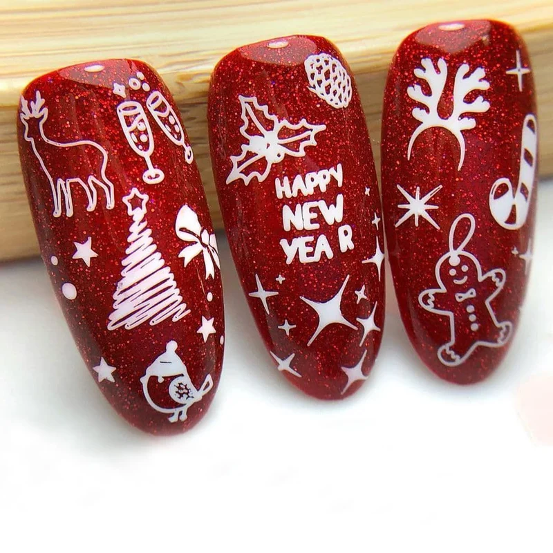 Swanky Stamping Snowflake. Christmas nail stamping plates 054