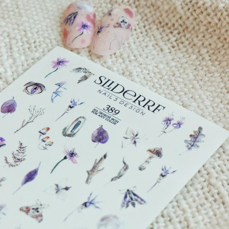Slider.RF Leaf and flower nail decals / sliders 389