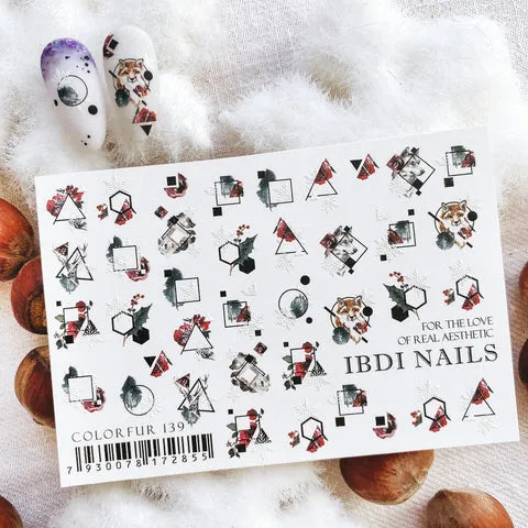IBDI Winter, Abstract Snowflake nail decals / sliders #Colorful 139