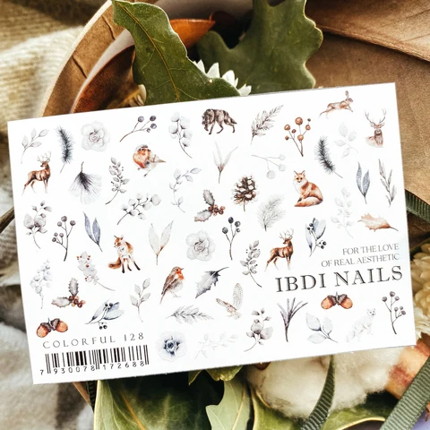 IBDI Winter, Pinecone nail decals / sliders #Colorful 128