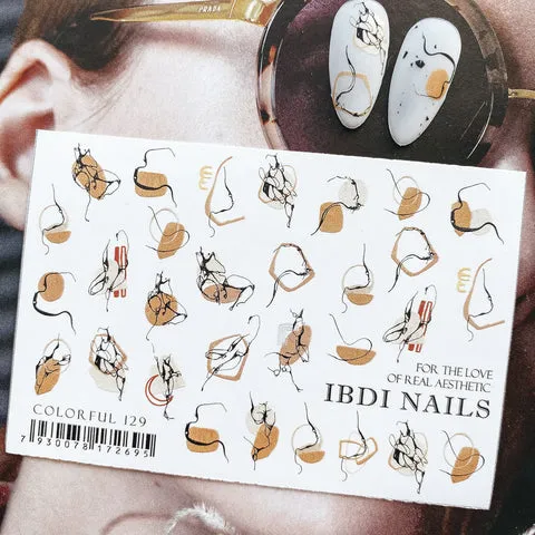 IBDI Abstract nail decals / sliders #Colorful 129