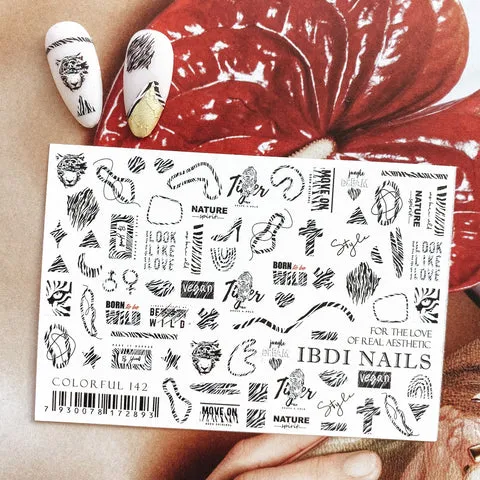 IBDI Abstract nail decals / sliders #Colorful 142