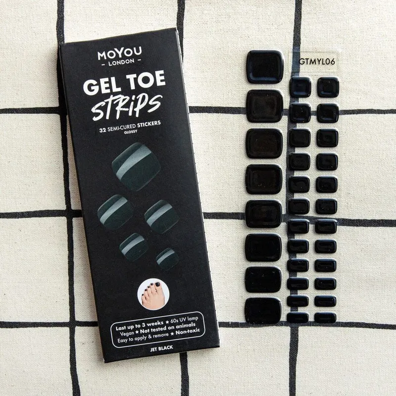 JET BLACK - PEDIKÜRE Gel Nail Strip (Gel Wraps) MoYou London
