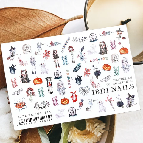 IBDI Halloween nail decals / sliders #Colorful 140