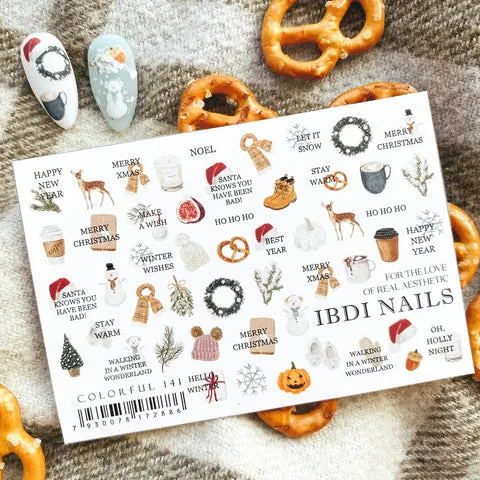 IBDI Winter, Christmas nail decals / sliders #Colorful 141