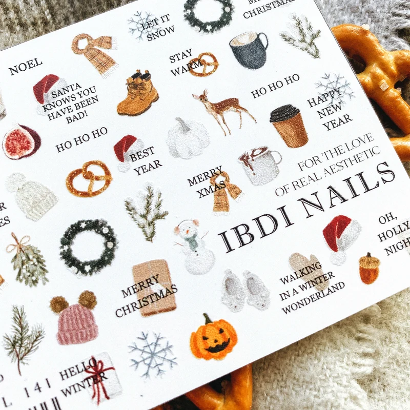 IBDI Winter, Christmas nail decals / sliders #Colorful 141