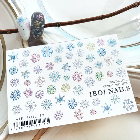 IBDI Winter, Snowflake nail decals / sliders #Air foil 32