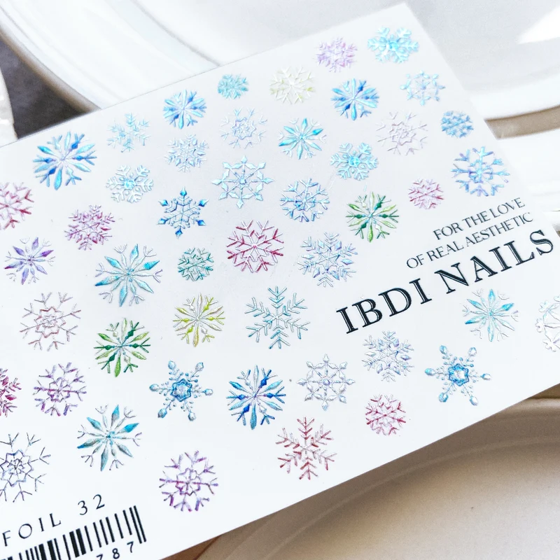 IBDI Winter, Snowflake nail decals / sliders #Air foil 32