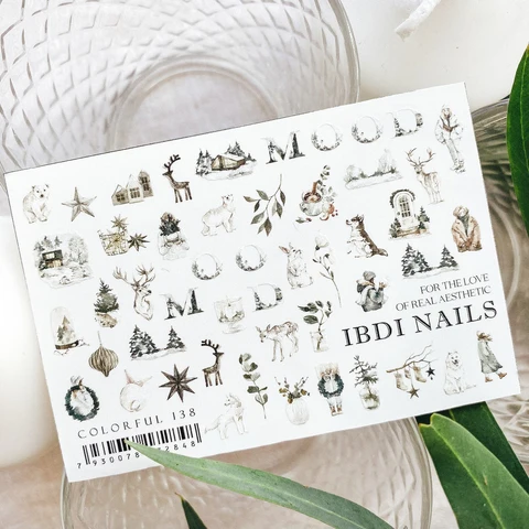 IBDI Winter, Christmas nail decals / sliders #Colorful 138