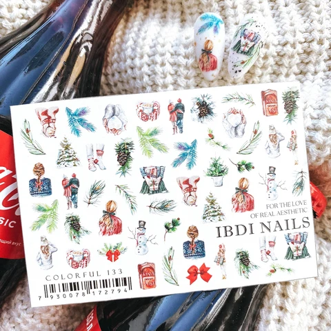IBDI Winter couple nail decals / sliders #Colorful 133