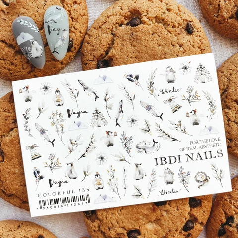 IBDI Winter nail decals / sliders #Colorful 135