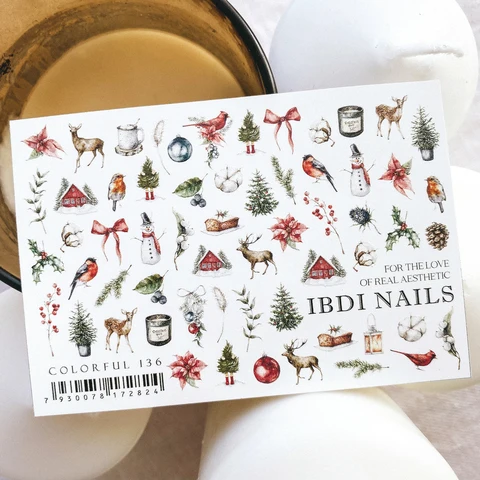 IBDI Winter & holiday nail decals / sliders #Colorful 136