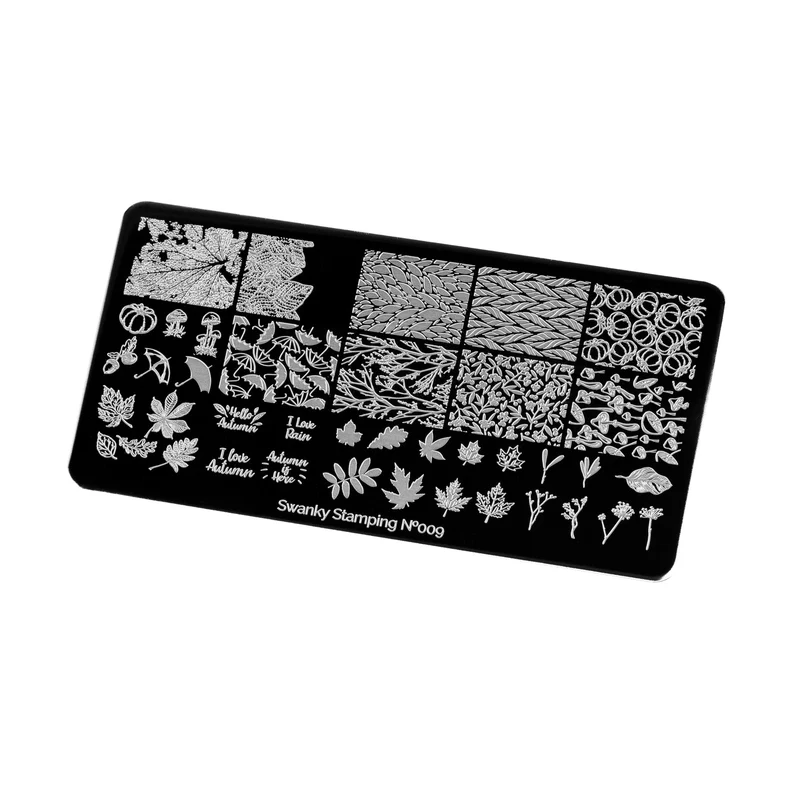 Swanky Stamping autumn fall leaf nail stamping plates 009
