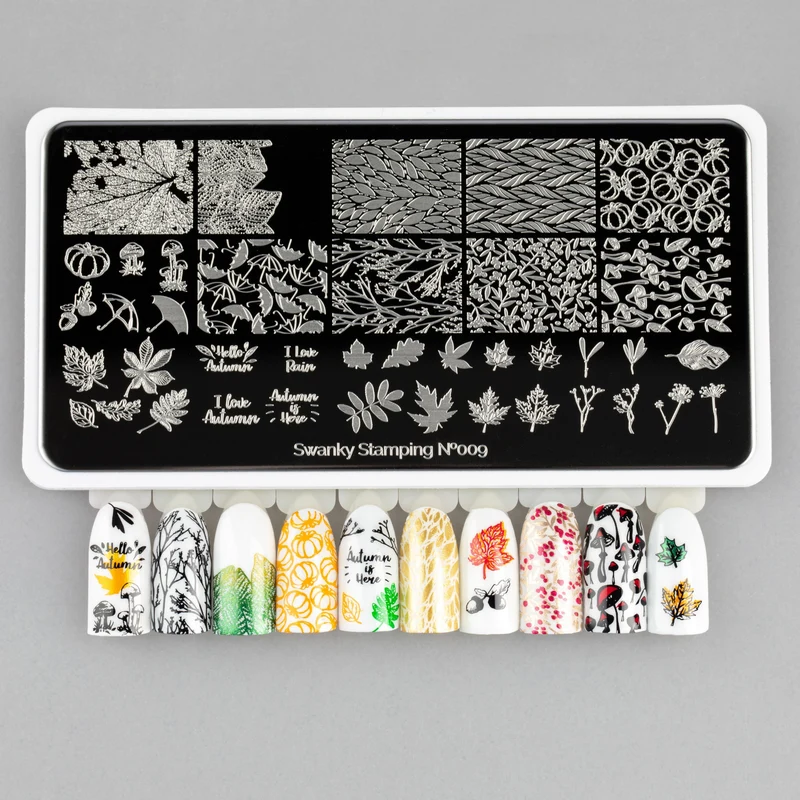 Swanky Stamping autumn fall leaf nail stamping plates 009