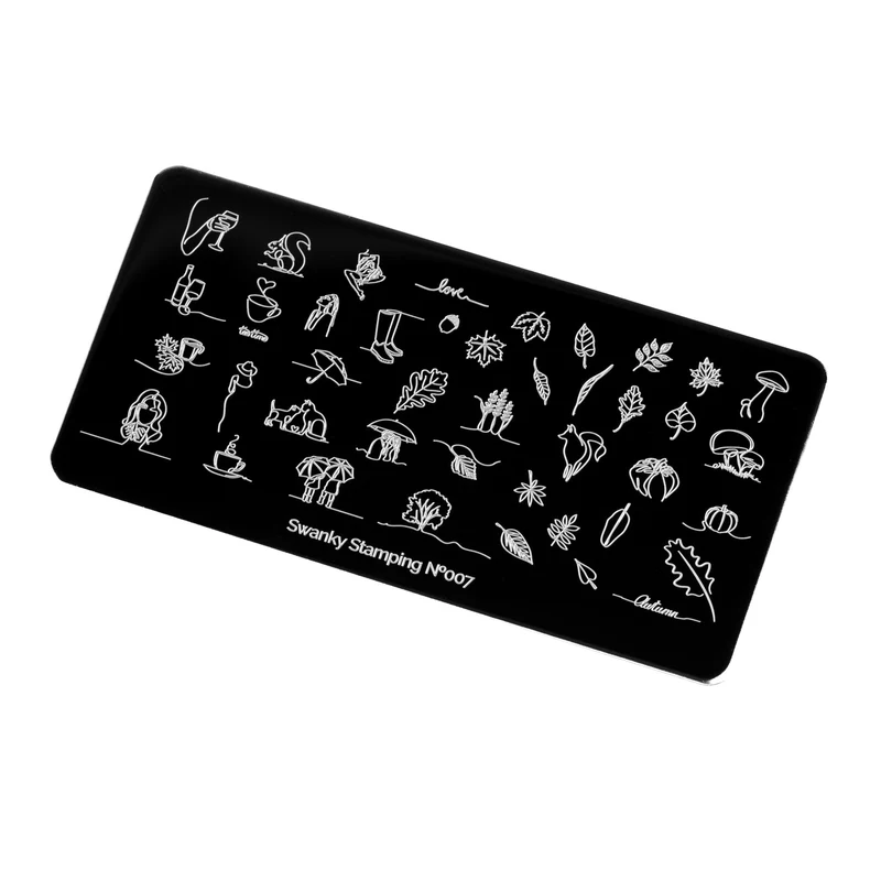 Swanky Stamping leaf and feather nail stamping plates 007