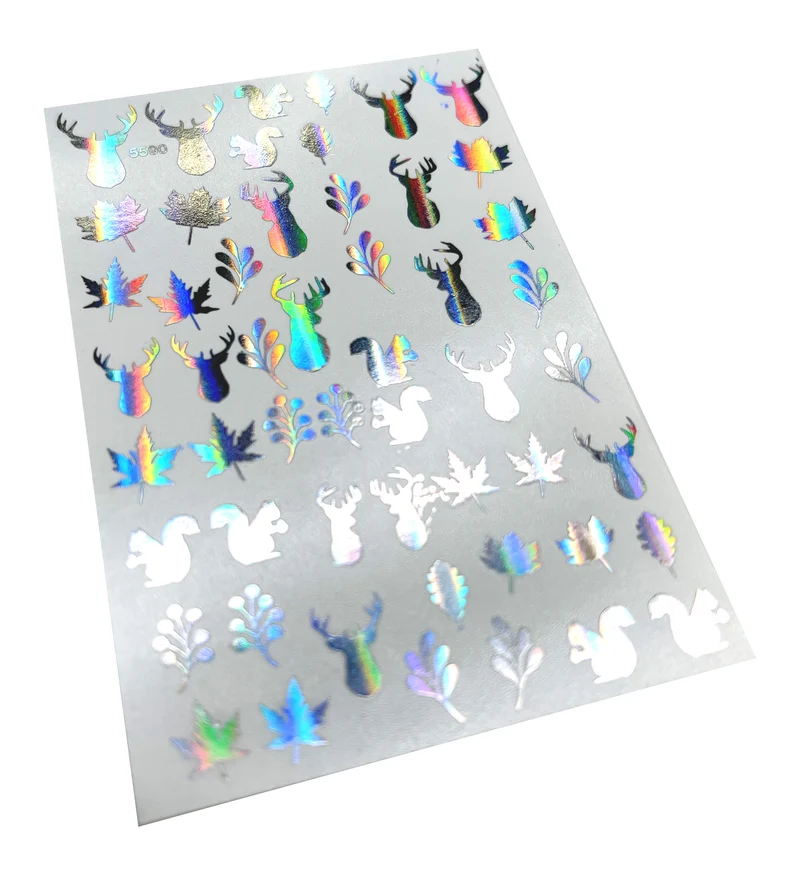 INKVICTUS Winter reindeer nail decals / sliders silver foil 5590
