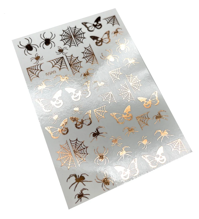 INKVICTUS Halloween spider nail decals / sliders copper foil 5589