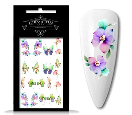 INKVICTUS Flower, glitter nail decals / sliders 5255