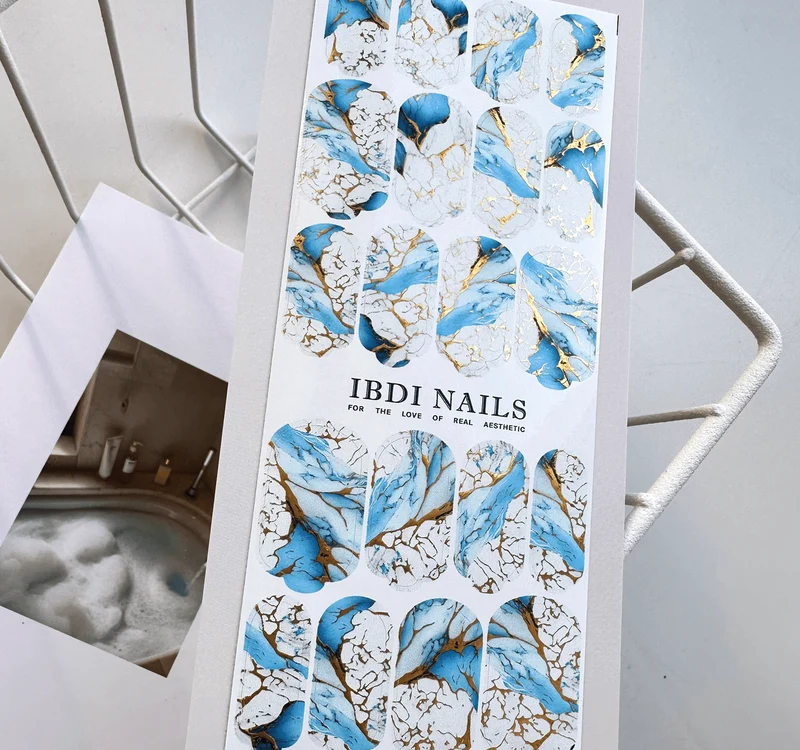 19 AZURE & GOLD - Nail Wraps IBDI Nails