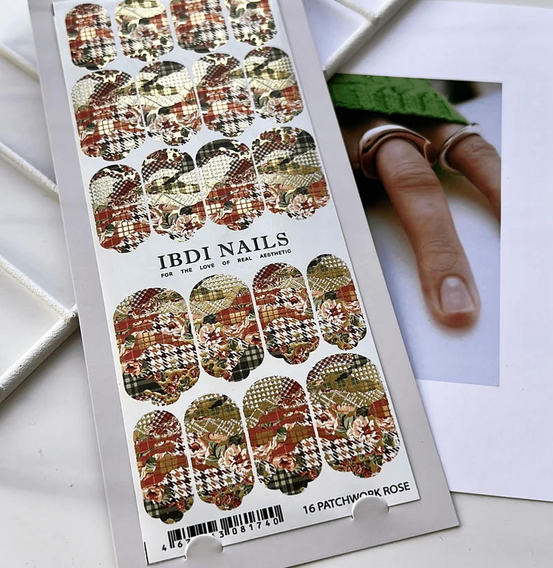 16 PATCHWORK ROSE - Nail Wraps IBDI Nails