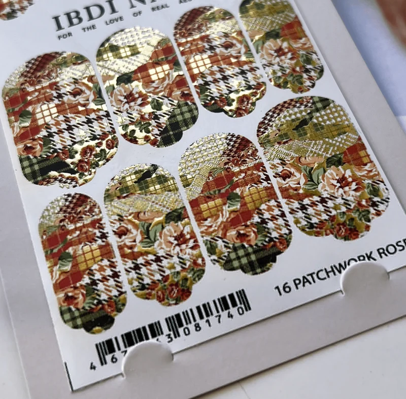 16 PATCHWORK ROSE - Nail Wraps IBDI Nails