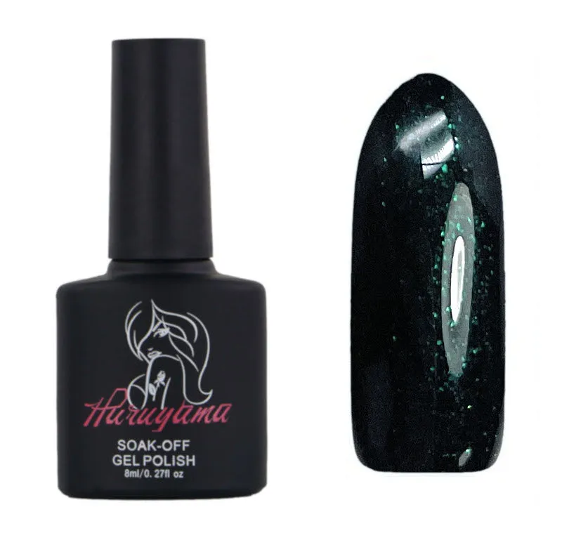 Haruyama Green glitter gel nail polish 164