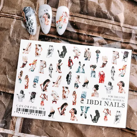 IBDI Fashion nail decals / sliders #Colorful 116