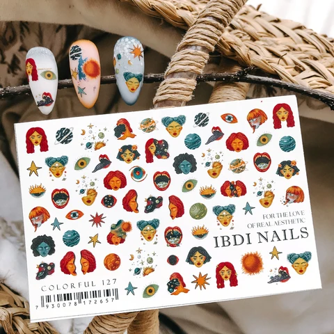 IBDI People faces nail decals / sliders #Colorful 127