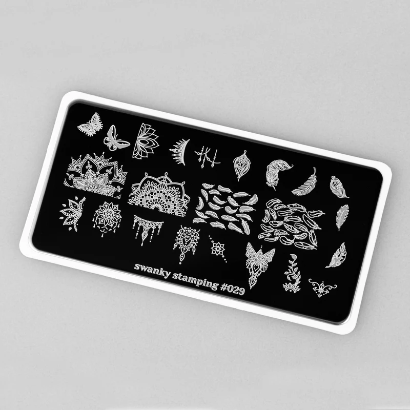 Swanky Stamping pattern and feather nail stamping plates 029