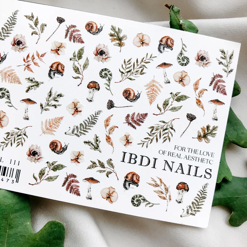 IBDI Leaf and mushroom nail decals / sliders #Colorful 111