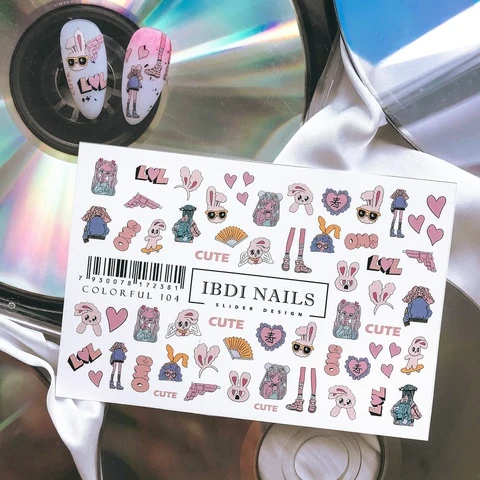 IBDI Cartoon nail decals / sliders #Colorful 104