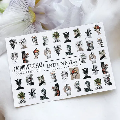 IBDI Abstract statue nail decals / sliders #Colorful 100