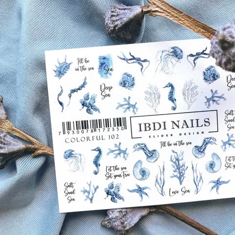 IBDI Ocean nail decals / sliders #Colorful 102