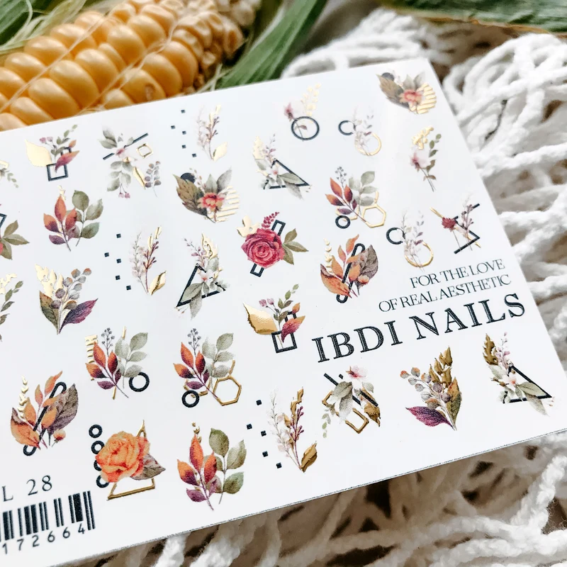 IBDI Flower & Leaf nail decals / sliders #Air Foil 28