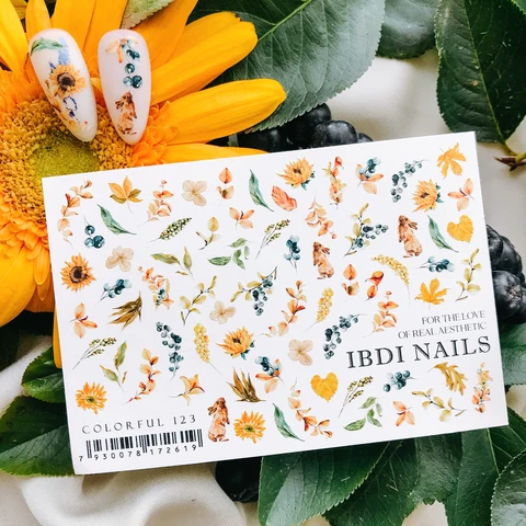 IBDI Autumn Flower nail decals / sliders #Colorful 123