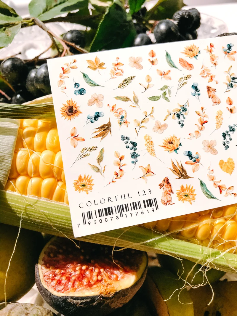 IBDI Autumn Flower nail decals / sliders #Colorful 123