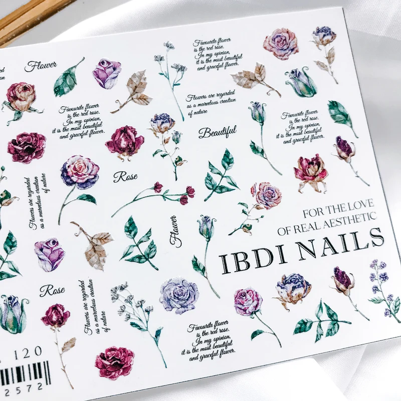 IBDI Flowers nail decals / sliders #Colorful 120