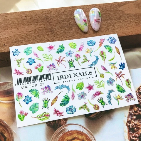 IBDI Foil flower nail decals / sliders #Air foil 25