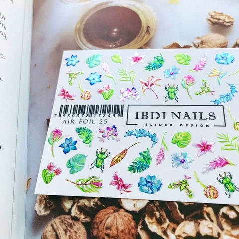 IBDI Foil flower nail decals / sliders #Air foil 25