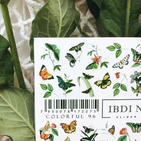 IBDI Butterfly and Flowers nail decals / sliders #Colorful 96