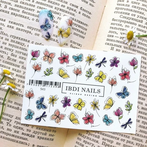 IBDI Flower & Butterfly nail decals / sliders #543