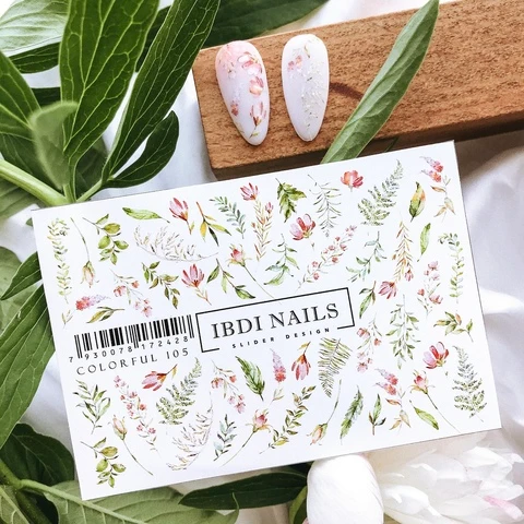 IBDI Flower nail decals / sliders #Colorful 105