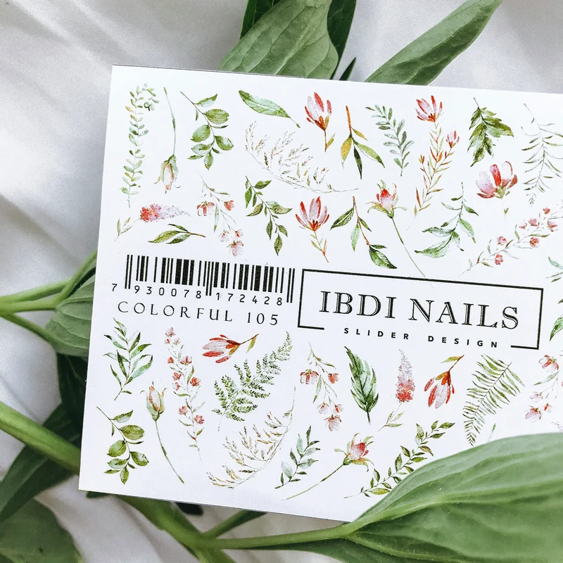 IBDI Flower nail decals / sliders #Colorful 105