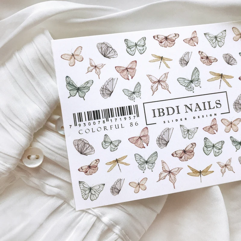 IBDI butterfly nail decals / sliders #Colorful 86